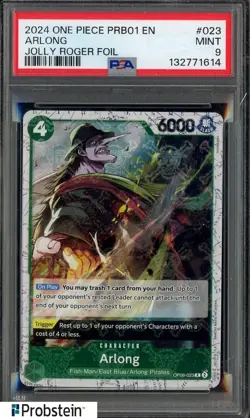 2024 One Piece PRB01 EN Jolly Roger Foil #023 Arlong PSA 9 MINT - Image 1