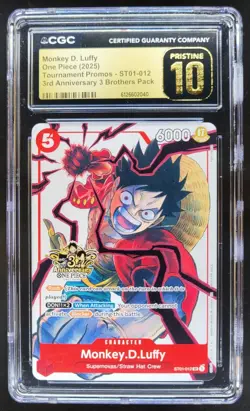 2025 ONE PIECE MONKEY D. LUFFY PROMO 3RD ANNIV. ST01-012 CGC 10 PRISTINE A PT - Image 1