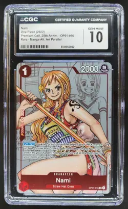 2022 ONE PIECE NAMI RARE MANGA ALT ART OP01-016 CGC 10 B PT - Image 1