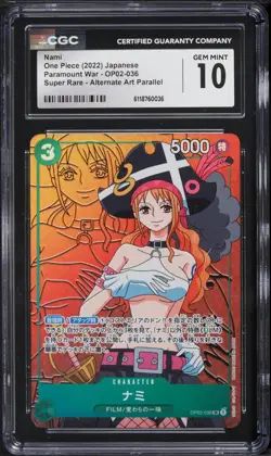 2022 One Piece Japanese Paramount War #OP02-036 Nami ALTERNATE ART - CGC 10 GEM - Image 2