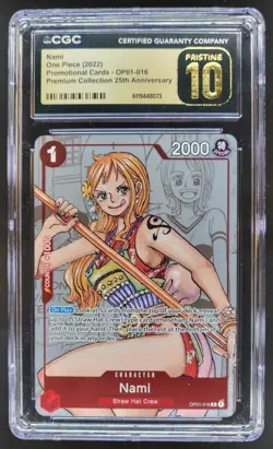 2022 ONE PIECE NAMI RARE PROMO 25TH OP01-016 CGC 10 PRISTINE B PT - Image 1