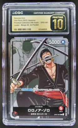 2022 ONE PIECE JP RORONOA ZORO MANGA ALT ART OP01-001 CGC 10 PRISTINE B PT - Image 1