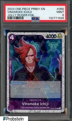 2024 One Piece PRB01 EN Jolly Roger Foil #060 Vinsmoke Ichiji PSA 9 MINT - Image 1