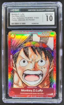 2023 ONE PIECE MONKEY D. LUFFY PROMO ALT ART FILM RED P-022 CGC 10 A PT - Image 1