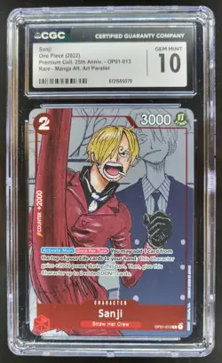 2022 ONE PIECE SANJI RARE MANGA ALT ART OP01-013 CGC 10 A PT - Image 1