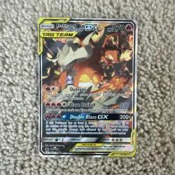 Pokemon Reshiram & Charizard GX TAG TEAM Holo SM201 Card HP 270 - Image 1