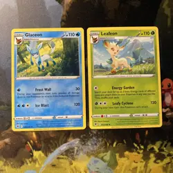 Glaceon & Leafeon (Astral Radiance 13 & 38) non-holo rare Pokemon cards - Image 1