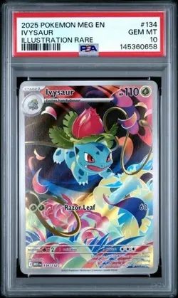 2025 Pokemon Mega Evolution #134 Ivysaur Illustration Rare IR PSA 10 658 - Image 1