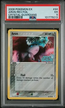 Pokemon Cards Aron - 44/100 - EX Crystal Guardians -Stamped Reverse Holo PSA 5 - Image 1