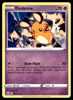 Dedenne 67/172 Pokemon Card Brilliant Stars Common 70 HP Near Mint HY - Image 1