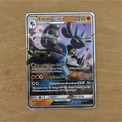 Pokemon Lucario GX SM100 Promo Holo Stage 1 210 HP Cantankerous Beatdown Card SM - Image 1