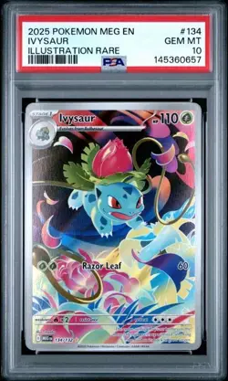 2025 Pokemon Mega Evolution #134 Ivysaur Illustration Rare IR PSA 10 657 - Image 1