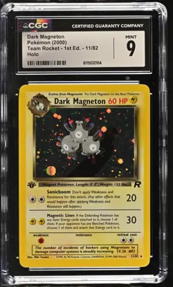 CGC 9 MINT Dark Magneton Team Rocket 1st Edition 11/82 Holo Pokemon Card - Image 1