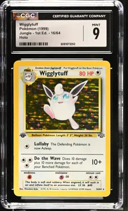 CGC 9 MINT Wigglytuff 1999 Jungle 1st Edition 16/64 Holo Pokemon Card - Image 1