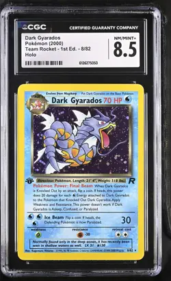 CGC 8.5 Dark Gyarados Team Rocket 1st Edition 8/82 Holo Pokemon Card - Image 1