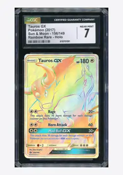 Pokemon CGC 7 Tauros GX Secret Rare 2017 156/149 Sun & Moon English - Image 1