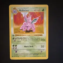 Pokemon Nidorino Base Set (Shadowless) 037/102 60 HP Uncommon 1st Edition Engli… - Image 1