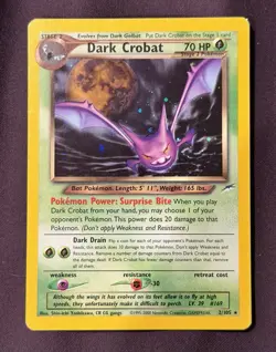 Pokemon Dark Crobat Neo Destiny Holo Rare 2/105 Stage 2 70HP English 2000 - Image 1