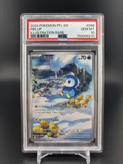 PSA 10 2025 Piplup #098 Phantasmal Flames Illustration Rare - Image 1