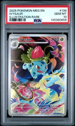 2025 Pokemon Mega Evolution #134 Ivysaur Illustration Rare IR PSA 10 656 - Image 1