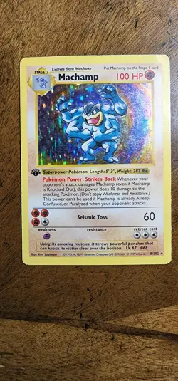Pokemon TCG Machamp Base Set 8/102 Holo 1st Edition Holo Rare Shadowless - Image 1