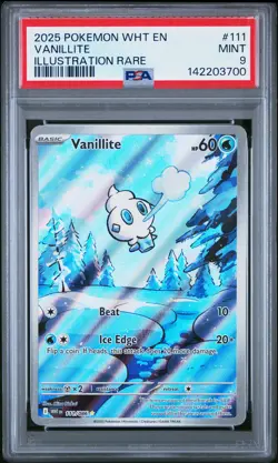 142203700 Vanillite 2025 Pokemon White Flare #111 Illustration Rare PSA 9 - Image 1