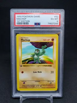 1999 Machop 52/102 Base Set 1st Edition PSA 6 EX-MT Pokemon TCG - Image 1
