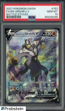 2021 Pokemon SWSH Battle Styles #153 FA/ RapidStrike Urshifu V PSA 10 GEM MINT - Image 1