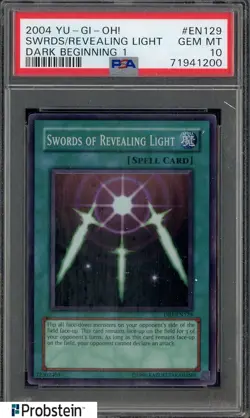 2004 Yu-Gi-Oh! Dark Beginning 1 EN129 Swords of Revealing Light PSA 10 - Image 1