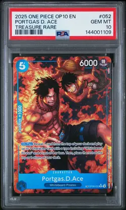 2025 ONE PIECE OP10-ROYAL BLOOD TREASURE RARE #052 PORTGAS D. ACE PSA 10 - Image 1