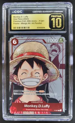 2023 ONE PIECE MONKEY D. LUFFY MANGA ALT ART P-001 PROMO CGC 10 PRISTINE B PT - Image 1