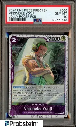 2024 One Piece PRB01 EN Jolly Roger Foil #066 Vinsmoke Yonji PSA 10 GEM MINT - Image 1