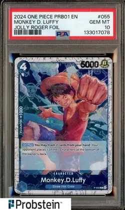 2024 One Piece PRB01 EN Jolly Roger Foil #055 Monkey D. Luffy PSA 10 GEM MINT - Image 1