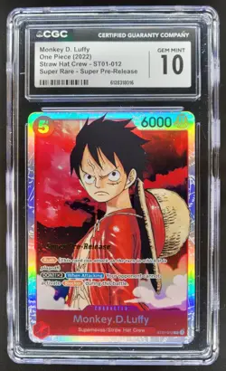 2022 ONE PIECE MONKEY D. LUFFY ST01-012 SUPER RARE SUPER PRE-RELEASE CGC 10 A PT - Image 1