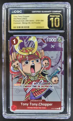 2022 ONE PIECE TONY TONY CHOPPER MANGA ALT ART ST01-006 CGC 10 PRISTINE B PT - Image 1