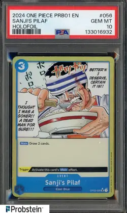 2024 One Piece PRB01 EN Holofoil #056 Sanji's Pilaf PSA 10 GEM MINT - Image 1