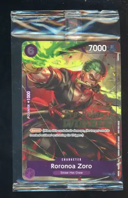 One Piece English P-045 Roronoa Zoro Pre-Release Winner Promo Sealed - Image 1