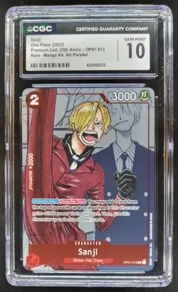 2022 ONE PIECE SANJI RARE MANGA ALT ART OP01-013 CGC 10 B PT - Image 1