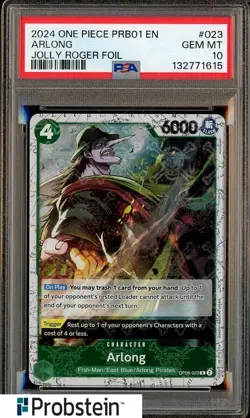 2024 One Piece PRB01 EN Jolly Roger Foil #023 Arlong PSA 10 GEM MINT - Image 1