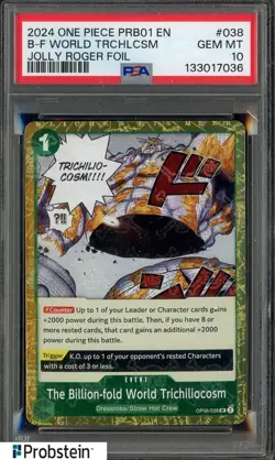 2024 One Piece PRB01 EN Jolly Roger Foil Billion-Fold World Trichiliocosm PSA 10 - Image 1