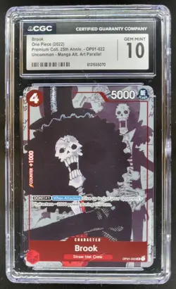 2022 ONE PIECE BROOK 25TH MANGA ALT ART OP01-022 CGC 10 B PT - Image 1