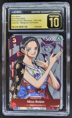 2022 ONE PIECE NICO ROBIN MANGA ALT ART ST01-008 CGC 10 PRISTINE B PT - Image 1
