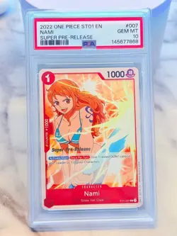 2022 Nami One Piece PSA 10 GEM MINT Super Pre Release ST01-007 English - Image 1