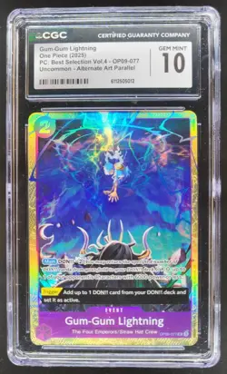 2025 ONE PIECE GUM-GUM LIGHTNING ALT ART OP09-077 CGC 10 A PT - Image 1