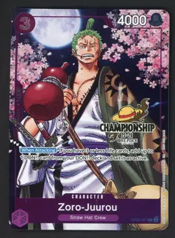 Zoro-Juurou (Event Pack Vol. 5) OP05-067 One Piece PROMO GOLD CHAMPIONSHIP - Image 1