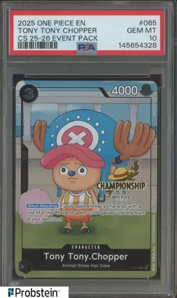 #1 2025 One Piece EN Championship 25-26 Event Pack #065 Tony Tony Chopper PSA 10 - Image 1