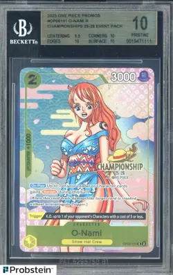 2025 One Piece Promos OP06101 #101 O-Nami Championships 25-26 Event Pack BGS 10 - Image 1
