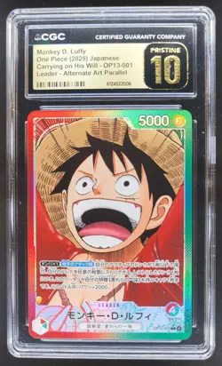 2025 ONE PIECE JP MONKEY D. LUFFY LEADER ALT ART OP13-001 CGC 10 PRISTINE B PT - Image 1