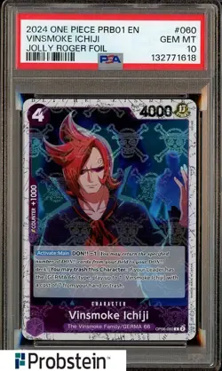 2024 One Piece PRB01 EN Jolly Roger Foil #060 Vinsmoke Ichiji PSA 10 GEM MINT - Image 1