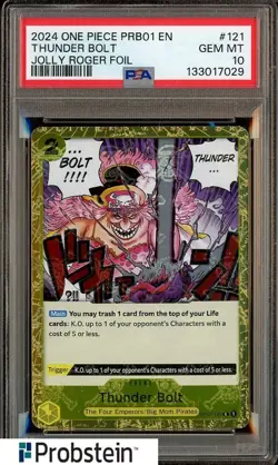 2024 One Piece PRB01 EN Jolly Roger Foil #121 Thunder Bolt PSA 10 GEM MINT - Image 1